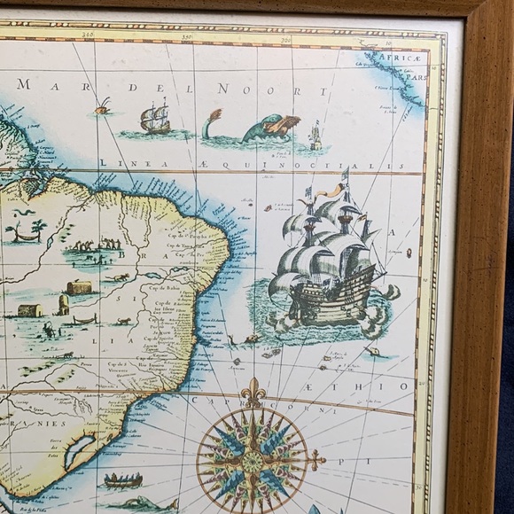 Vintage framed 19th century reproduction South America Map by Henrici Hondy 1629 - Picture 7 of 16